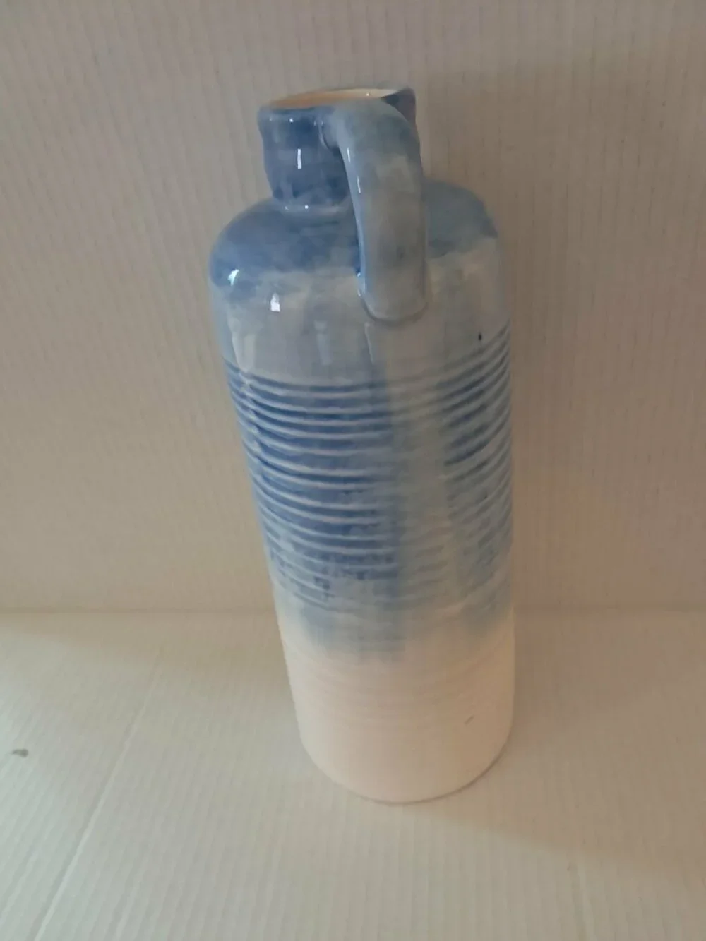 Modern Blue White Striped Ceramic Flower Vase